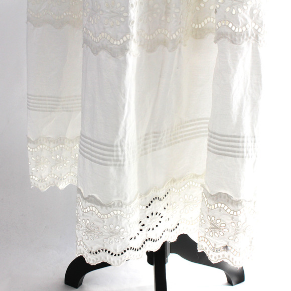 Sea Georgina White Eyelet Flutter Sleeve Cotton Dress 12 NEW V-Neckline Midi L - Picture 5 of 9